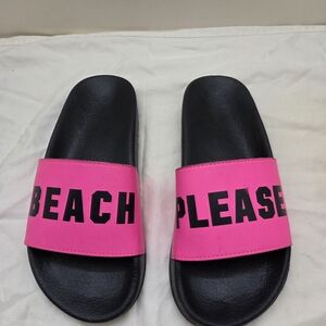 PINK Beach Please Slide Sandals | Hot Pink Pool Slides | Women’s